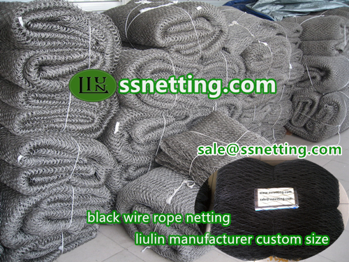 Sale hand-woven black wire rope netting in china---liulin black oxide wire cable mesh supplier